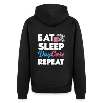 Eat Sleep Daycare Repeat - Unisex Premium Organic Zip Hoodie - black - Back - Nico (187cm)