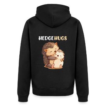 Hedgehugs Cute Hedgehog - Unisex Premium Bio Zip Hoodie - Schwarz - Hinten - Nico (187cm)