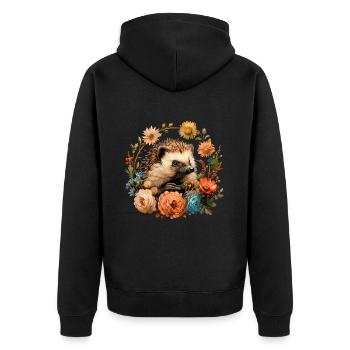 Hedgehugs Cute Hedgehog - Unisex Premium Bio Zip Hoodie - Schwarz - Hinten - Nico (187cm)