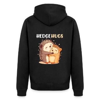 Hedgehugs Cute Hedgehog - Unisex Premium Bio Zip Hoodie - Schwarz - Hinten - Nico (187cm)