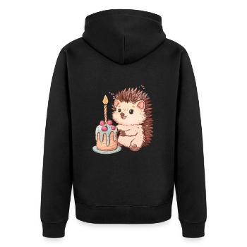 Hedgehugs Cute Hedgehog - Unisex Premium Bio Zip Hoodie - Schwarz - Hinten - Nico (187cm)