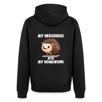 Hedgehugs Cute Hedgehog - Unisex Premium Bio Zip Hoodie - Schwarz - Hinten - Nico (187cm)