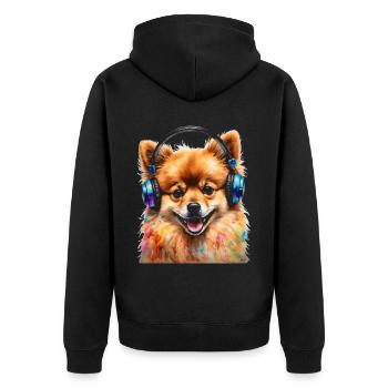 Casque de Poméranie Chien Imprimer - Veste à capuche bio Premium Unisexe - noir - Dos - Nico (187cm)