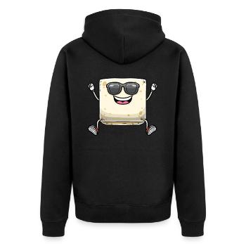 Dancing Tofu for Vegans and Tofu Lovers - Unisex Premium Organic Zip Hoodie - black - Back - Nico (187cm)