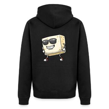 Dancing Tofu for Vegans and Tofu Lovers - Unisex Premium Organic Zip Hoodie - black - Back - Nico (187cm)