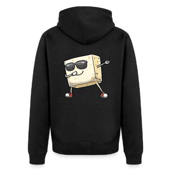 Dancing Tofu for Vegans and Tofu Lovers - Unisex Premium Organic Zip Hoodie - black - Back - Nico (187cm)