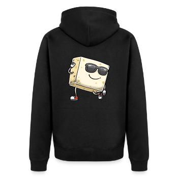 Dancing Tofu for Vegans and Tofu Lovers - Unisex Premium Organic Zip Hoodie - black - Back - Nico (187cm)
