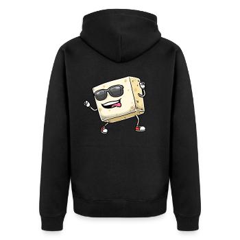 Dancing Tofu for Vegans and Tofu Lovers - Unisex Premium Organic Zip Hoodie - black - Back - Nico (187cm)