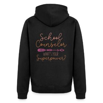 School Counselor I'm A School - Unisex Premium Organic Zip Hoodie - black - Back - Nico (187cm)