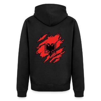 Albaner Albanisch Albanien - Unisex Premium Bio Zip Hoodie - Schwarz - Hinten - Nico (187cm)