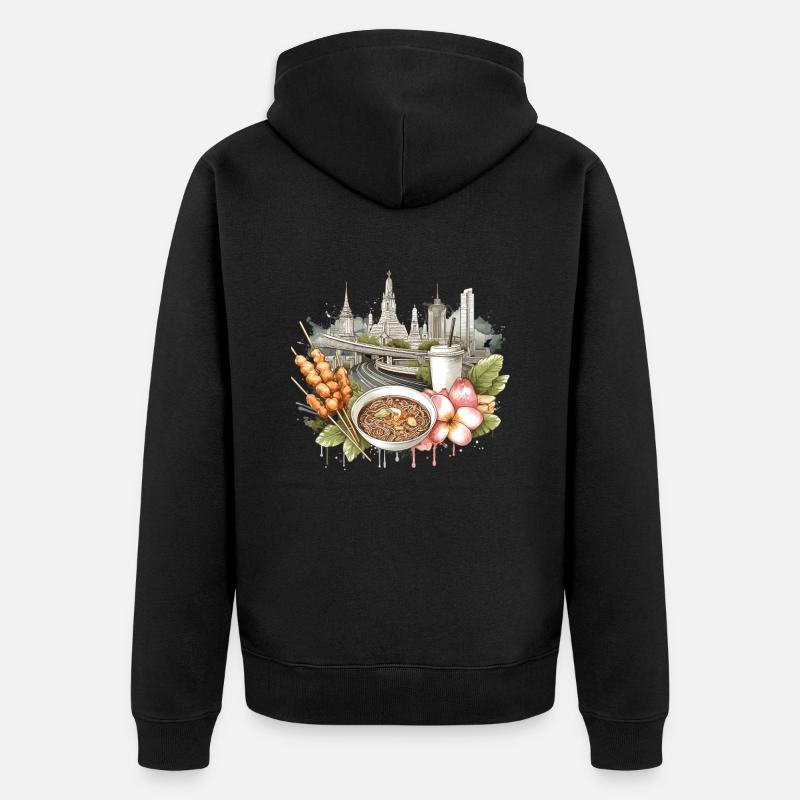 Thaïlande Vibrant Bangkok Visites thaïlandaises - Veste à capuche bio Premium Unisexe - noir