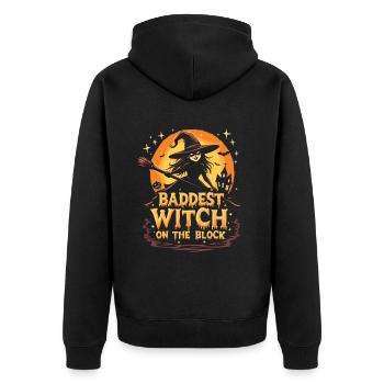 Halloween Hexen Kostüm Hexe Hexenbesen - Unisex Premium Bio Zip Hoodie - Schwarz - Hinten - Nico (187cm)