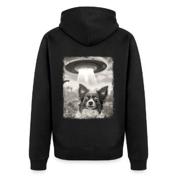 Papillon chien OVNI Alien Alien Selfie - Veste à capuche bio Premium Unisexe - noir - Dos - Nico (187cm)