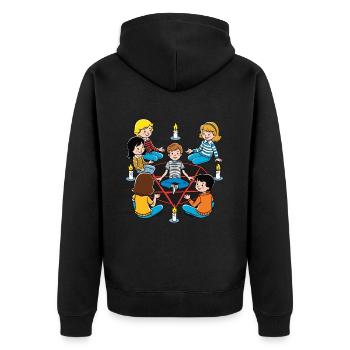 Retro Design Occult Summoning Rituals Vintage - Unisex Premium Organic Zip Hoodie - black - Back - Nico (187cm)