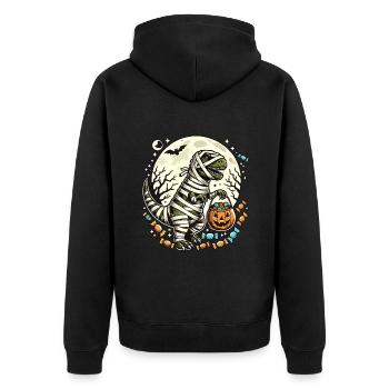 Funny T-Rex Mummy Love Candy - Unisex Premium Organic Zip Hoodie - black - Back - Nico (187cm)
