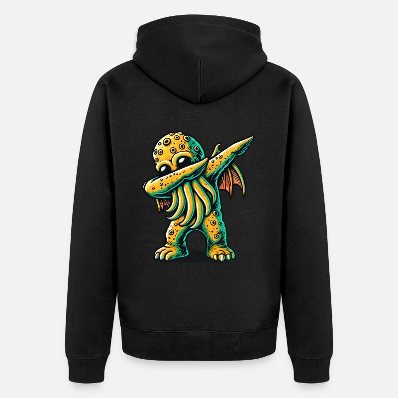 Lustiger Dabbender Cthulhu Dabbing Design - Unisex Premium Bio Zip Hoodie - Schwarz