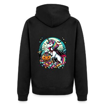 Funny Vampire Unicorn Loves Candy - Unisex Premium Organic Zip Hoodie - black - Back - Nico (187cm)
