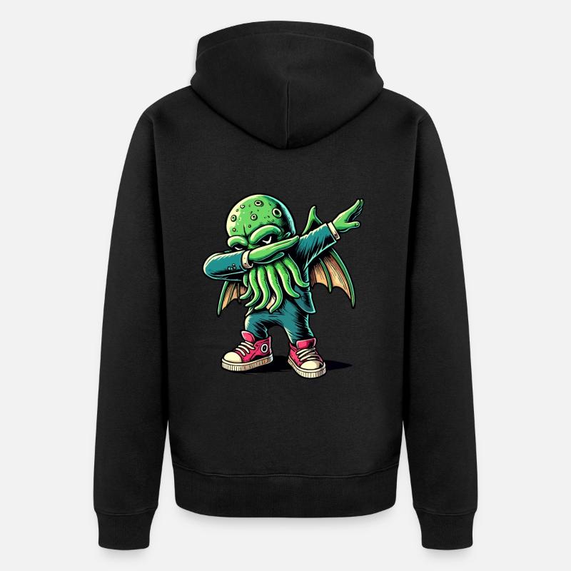 Lustiger Dabbender Cthulhu Dabbing Design - Unisex Premium Bio Zip Hoodie - Schwarz