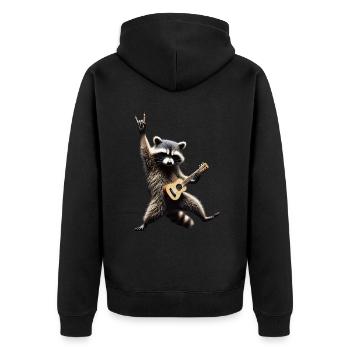 Funny Rock Guitar Raccoon Music Animal Lover - Unisex Premium Organic Zip Hoodie - black - Back - Nico (187cm)