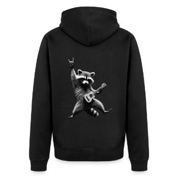 Funny Rock Guitar Raccoon Music Animal Lover - Unisex Premium Organic Zip Hoodie - black - Back - Nico (187cm)