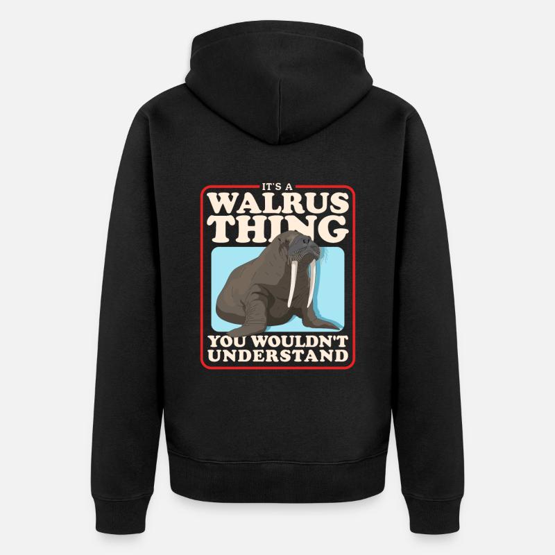 Walross Walrus Walrosse Walroß Geschenk - Unisex Premium Bio Zip Hoodie - Schwarz