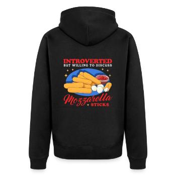 Mozzarella Sticks Käseliebhaber Geschenk - Unisex Premium Bio Zip Hoodie - Schwarz - Hinten - Nico (187cm)