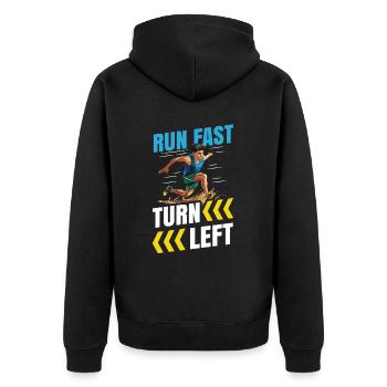 Leichtathletik Leichtathletikspiele - Unisex Premium Bio Zip Hoodie - Schwarz - Hinten - Nico (187cm)