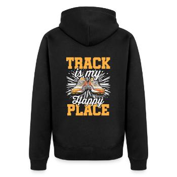 Leichtathletik Leichtathletikspiele - Unisex Premium Bio Zip Hoodie - Schwarz - Hinten - Nico (187cm)
