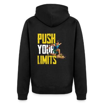 Leichtathletik Leichtathletikspiele - Unisex Premium Bio Zip Hoodie - Schwarz - Hinten - Nico (187cm)