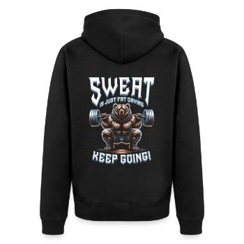 Leg Training Bodybuilder Sweat Is Just Fat Crying - Unisex Premium Organic Zip Hoodie - black - Back - Nico (187cm)