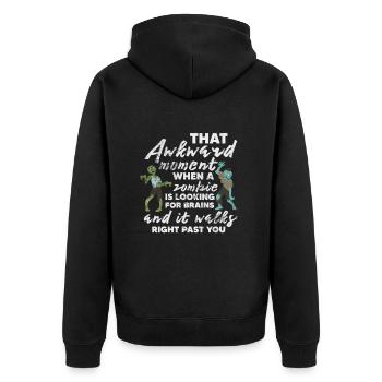 Zombie - Unisex Premium Bio Zip Hoodie - Schwarz - Hinten - Nico (187cm)