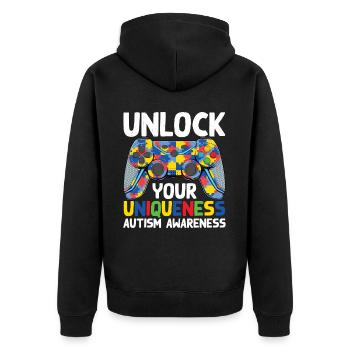 Journée de sensibilisation à l’autisme Cadeau autiste - Veste à capuche bio Premium Unisexe - noir - Dos - Nico (187cm)