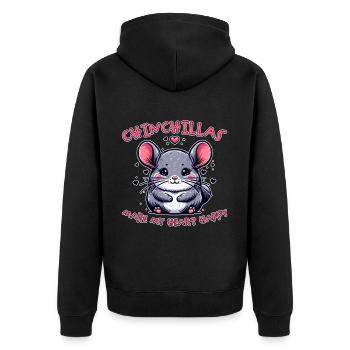 Chinchilla disant drôle de cadeau de chinchilla - Veste à capuche bio Premium Unisexe - noir - Dos - Nico (187cm)