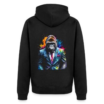 Costume de gorille singe Imprimé de conception d’animaux colorés - Veste à capuche bio Premium Unisexe - noir - Dos - Nico (187cm)