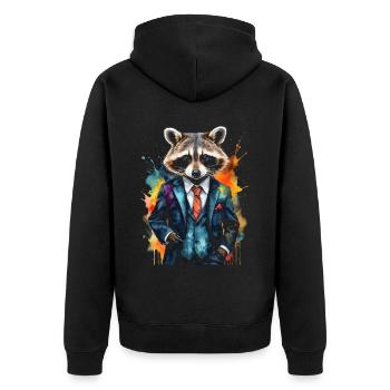 Costume de raton laveur Imprimé de conception d’animaux colorés - Veste à capuche bio Premium Unisexe - noir - Dos - Nico (187cm)