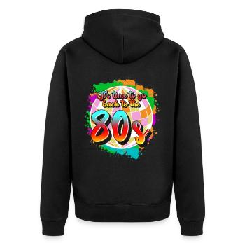 Retro 1980 80s Disco - Unisex Premium Organic Zip Hoodie - black - Back - Nico (187cm)