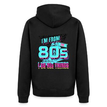 80s Party 1980 - Unisex Premium Bio Zip Hoodie - Schwarz - Hinten - Nico (187cm)
