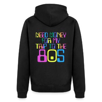 Cassette musicale des années 80 Disco Années 1980 Vintage - Veste à capuche bio Premium Unisexe - noir - Dos - Nico (187cm)