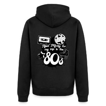 1980's Vintage 80s Music Tape Disco - Unisex Premium Organic Zip Hoodie - black - Back - Nico (187cm)