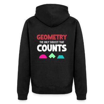 Geometry is the only subject that counts funny - Unisex Premium Organic Zip Hoodie - black - Back - Nico (187cm)