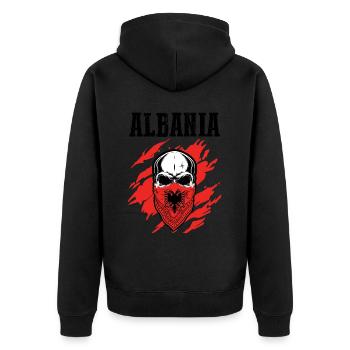 Albaner Albanisch Albanien - Unisex Premium Bio Zip Hoodie - Schwarz - Hinten - Nico (187cm)