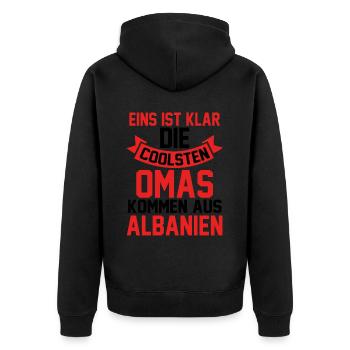 Albanian Albanian granny grandmother Albania - Unisex Premium Organic Zip Hoodie - black - Back - Nico (187cm)