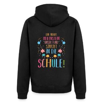 Eltern Schulkind Grundschule Erste Klasse Einschul - Unisex Premium Bio Zip Hoodie - Schwarz - Hinten - Nico (187cm)