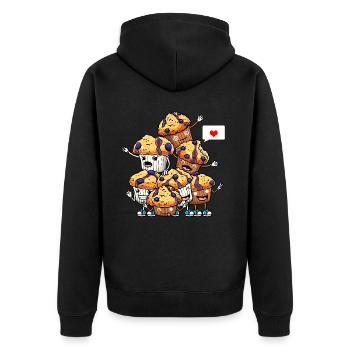 Lustige Blaubeermuffins-dessert-enthusiasten - Unisex Premium Bio Zip Hoodie - Schwarz - Hinten - Nico (187cm)