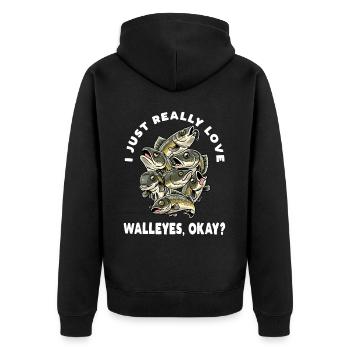 Ich Liebe Zander Einfach Sehr - Unisex Premium Bio Zip Hoodie - Schwarz - Hinten - Nico (187cm)