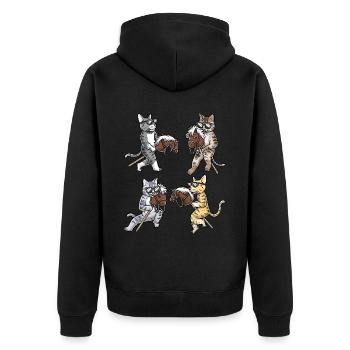 Lustiges Hobby Horsing Katze - Unisex Premium Bio Zip Hoodie - Schwarz - Hinten - Nico (187cm)