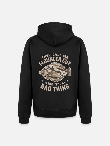 Flunder Fischer Spruch - Unisex Premium Bio Zip Hoodie - Schwarz