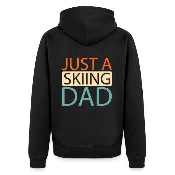 Skiing Après Ski Just A Skiing Dad - Unisex Premium Organic Zip Hoodie - black - Back - Nico (187cm)