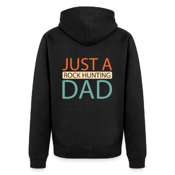 Geologe Steinsammler Just A Rock Hunting Dad - Unisex Premium Bio Zip Hoodie - Schwarz - Hinten - Nico (187cm)