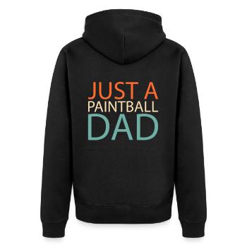 Paintball Just A Paintball Dad - Unisex Premium Bio Zip Hoodie - Schwarz - Hinten - Nico (187cm)